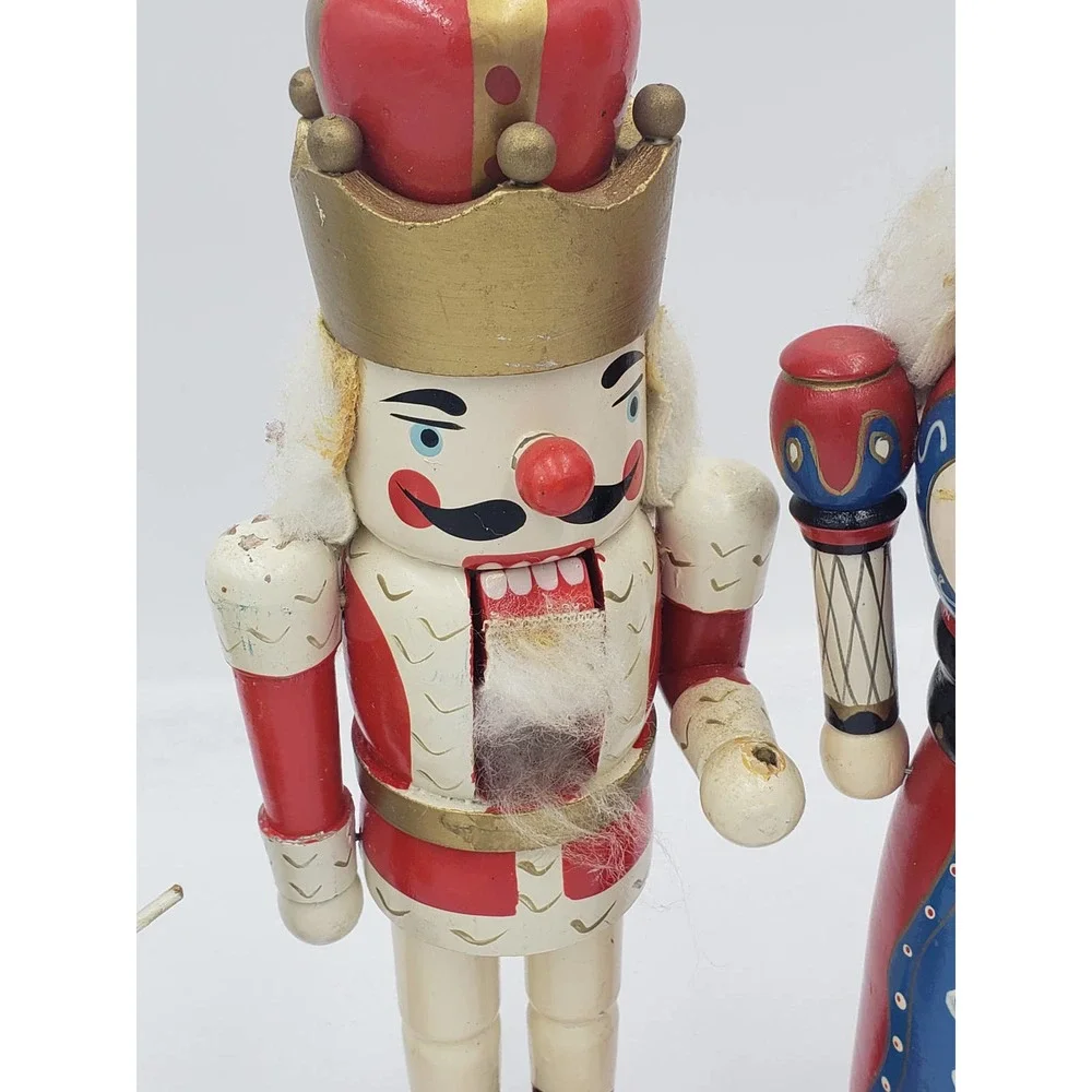 Vintage Nutcracker Set of 3 Made in China King Nutcracker, Female Queen, Drummer